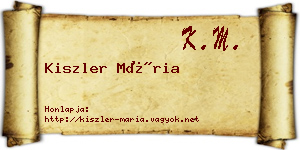 Kiszler Mária névjegykártya